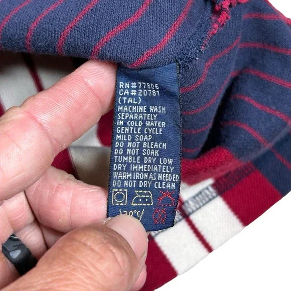 Vtg Tommy Hilfiger Adult‎ Shirt XL Red Blue White Vertical Striped Polo - Picture 4 of 8